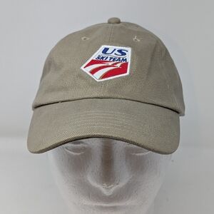 Vintage US Ski Team Dannon Beige Strapback Baseball Hat Adjustable Cap VGC